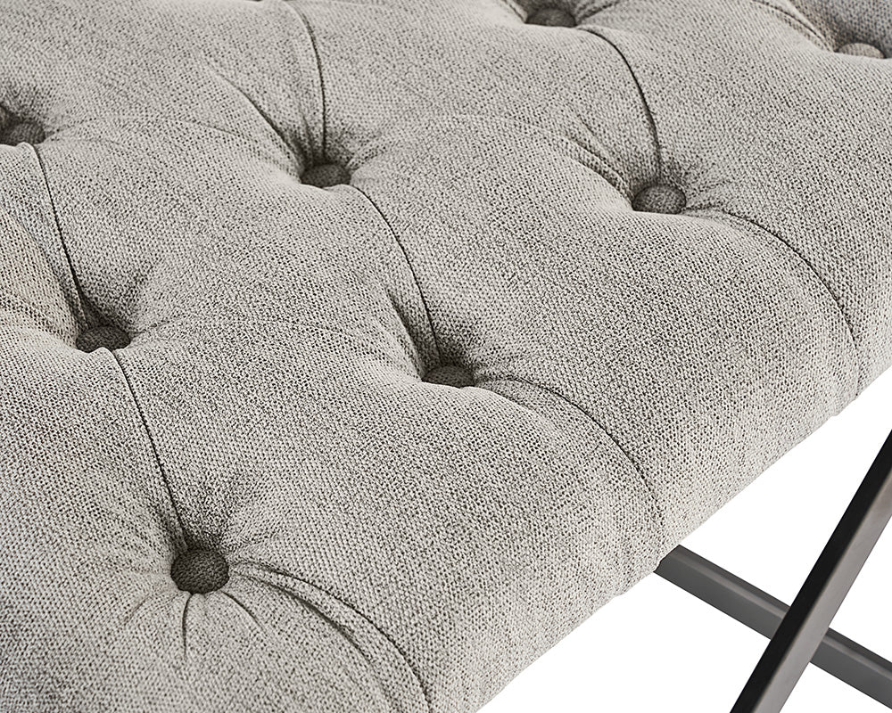 Sunpan Coral Ottoman - Gold and Abbington Black/Polo Club Kohl Grey or Gunmetal and Antonio Porcelain/Polo Club Stone