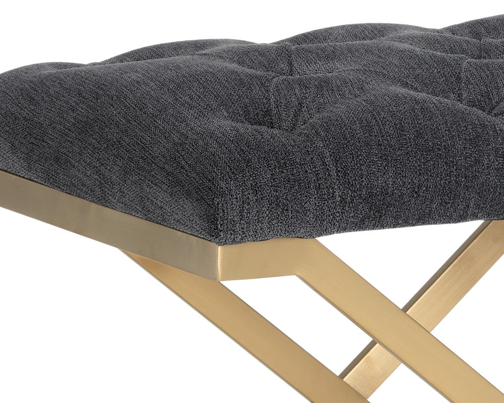 Sunpan Coral Ottoman - Gold and Abbington Black/Polo Club Kohl Grey or Gunmetal and Antonio Porcelain/Polo Club Stone