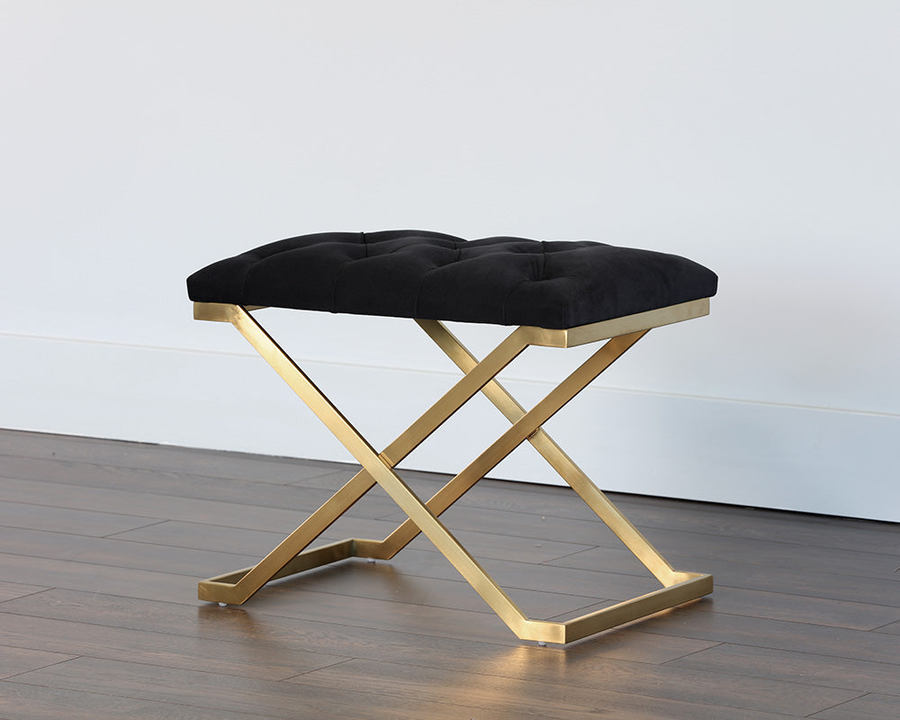 Sunpan Coral Ottoman - Gold and Abbington Black/Polo Club Kohl Grey or Gunmetal and Antonio Porcelain/Polo Club Stone