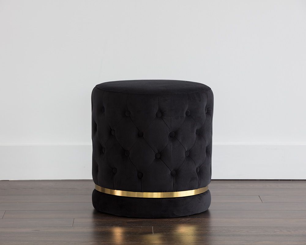 SUNPAN Nevada Swivel Ottoman - Abbington Black, Polo Club Muslin