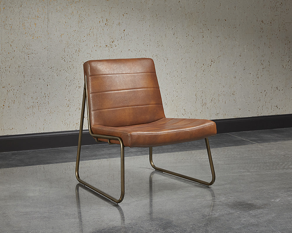 Sunpan Anton Lounge Chair - Bravo Cognac/Bravo Cream/Vintage Black