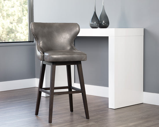 Sunpan Ariana Swivel Barstool - Havana Dark Brown/Overcast Grey