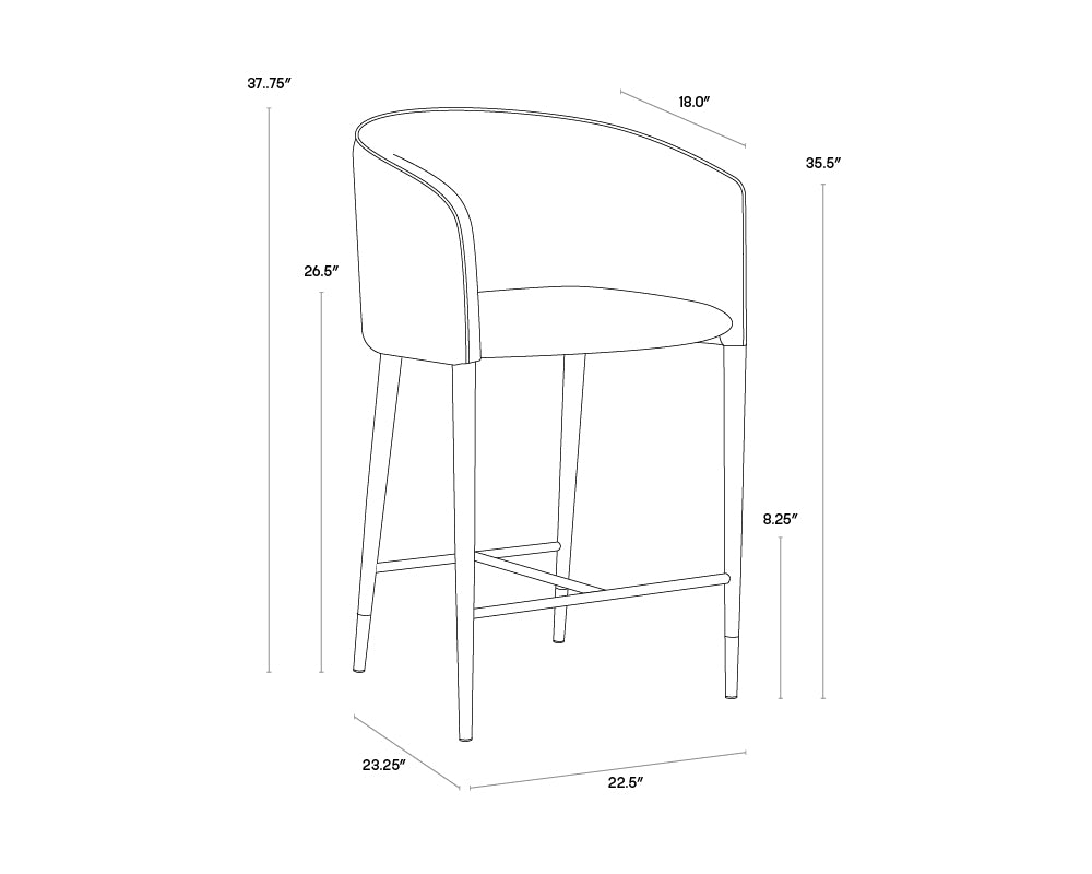Sunpan Asher Counter Stool - Flint Grey and Napa Taupe / Sparrow Grey and Napa Black