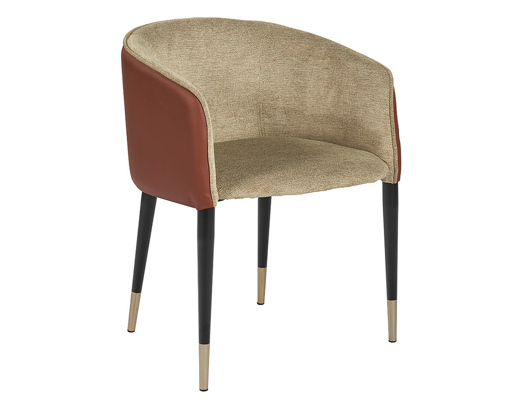 Sunpan Asher Dining Armchair - Polo Club Toast / Dillon Chili