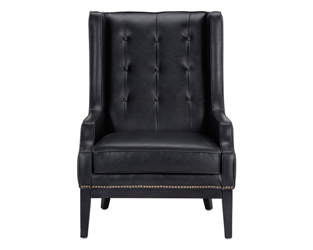 Sunpan Biblioteca Lounge Chair in Coal Black/Tobacco Tan