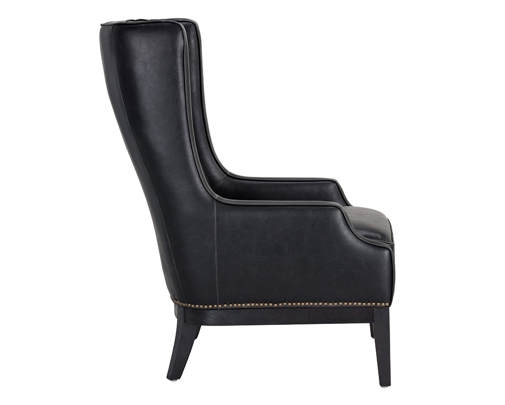Sunpan Biblioteca Lounge Chair in Coal Black/Tobacco Tan