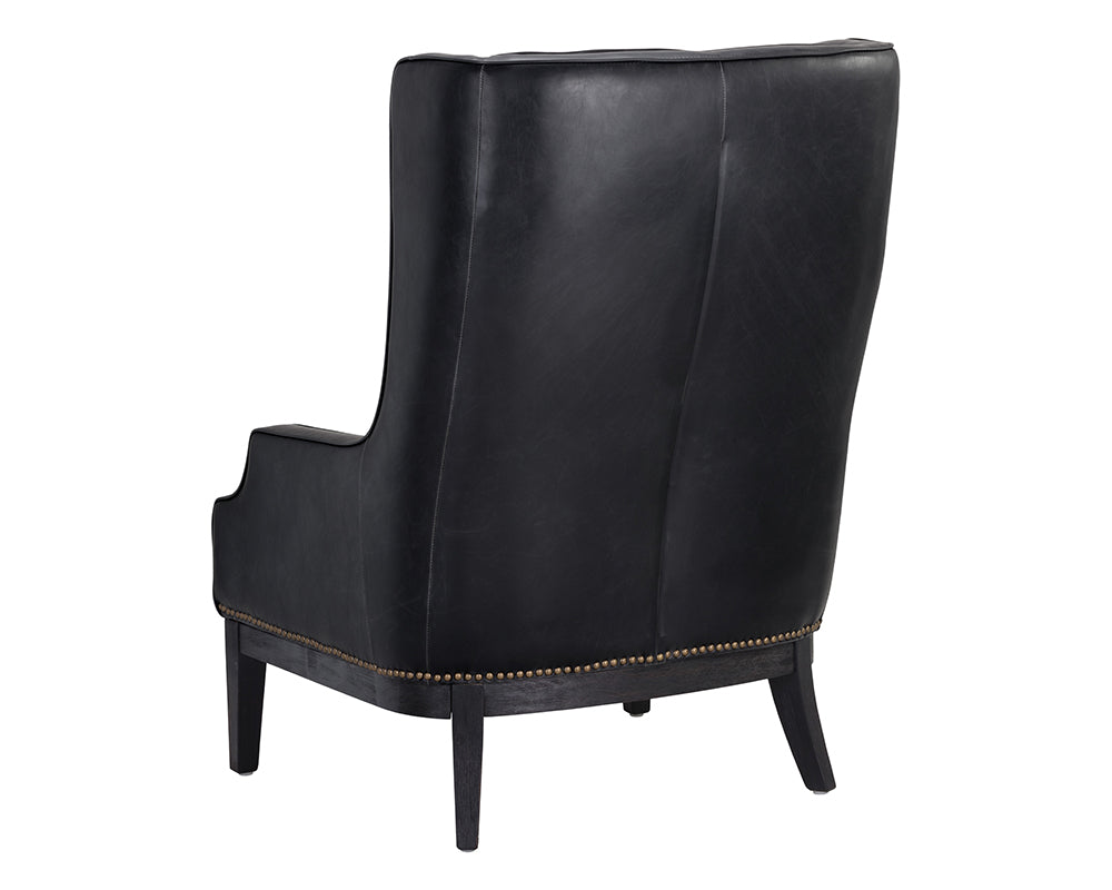 Sunpan Biblioteca Lounge Chair in Coal Black/Tobacco Tan