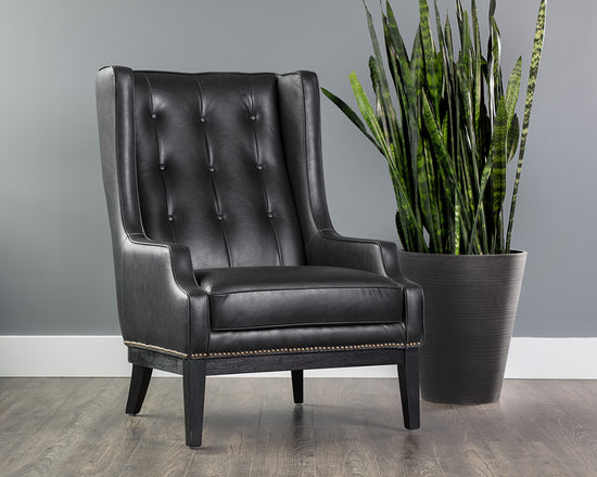 Sunpan Biblioteca Lounge Chair in Coal Black/Tobacco Tan