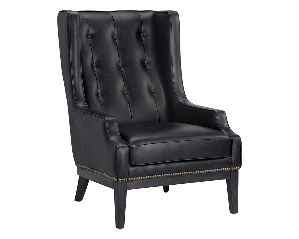 Sunpan Biblioteca Lounge Chair in Coal Black/Tobacco Tan