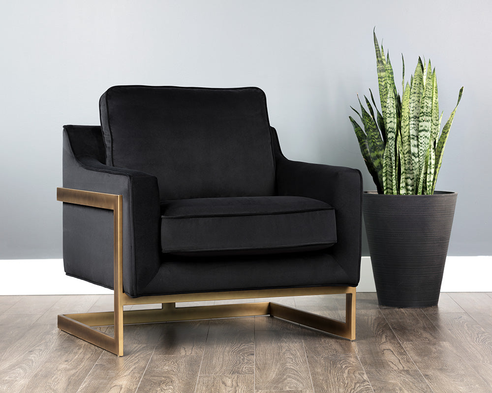 Sunpan Kalmin Lounge Chair - Abbington Black / Piccolo Pebble / Piccolo Prosecco