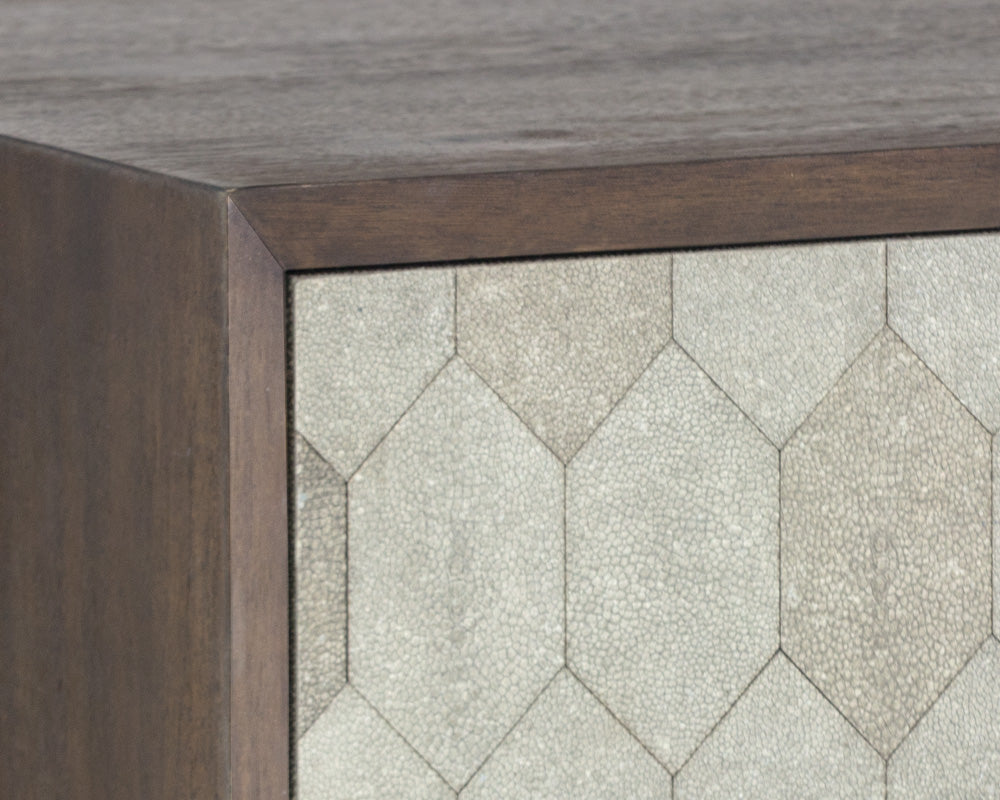 Sunpan Aniston Nightstand In Dark Mango/White Ceruze And Shagreen Leather