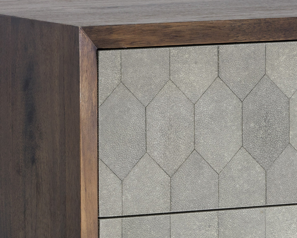 Sunpan Aniston Dresser in Dark Mango/White Ceruze and Shagreen Leather