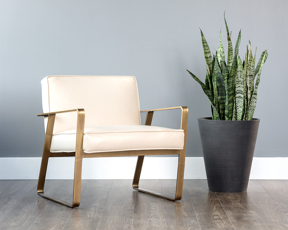 Sunpan Kristoffer Lounge Chair - Vintage Peacock/Steel Grey/Vanilla Leather