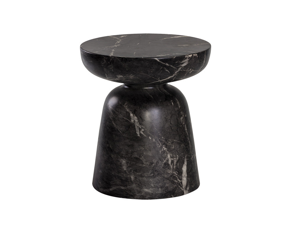 Sunpan Lucida End Table - Marble Look - Black