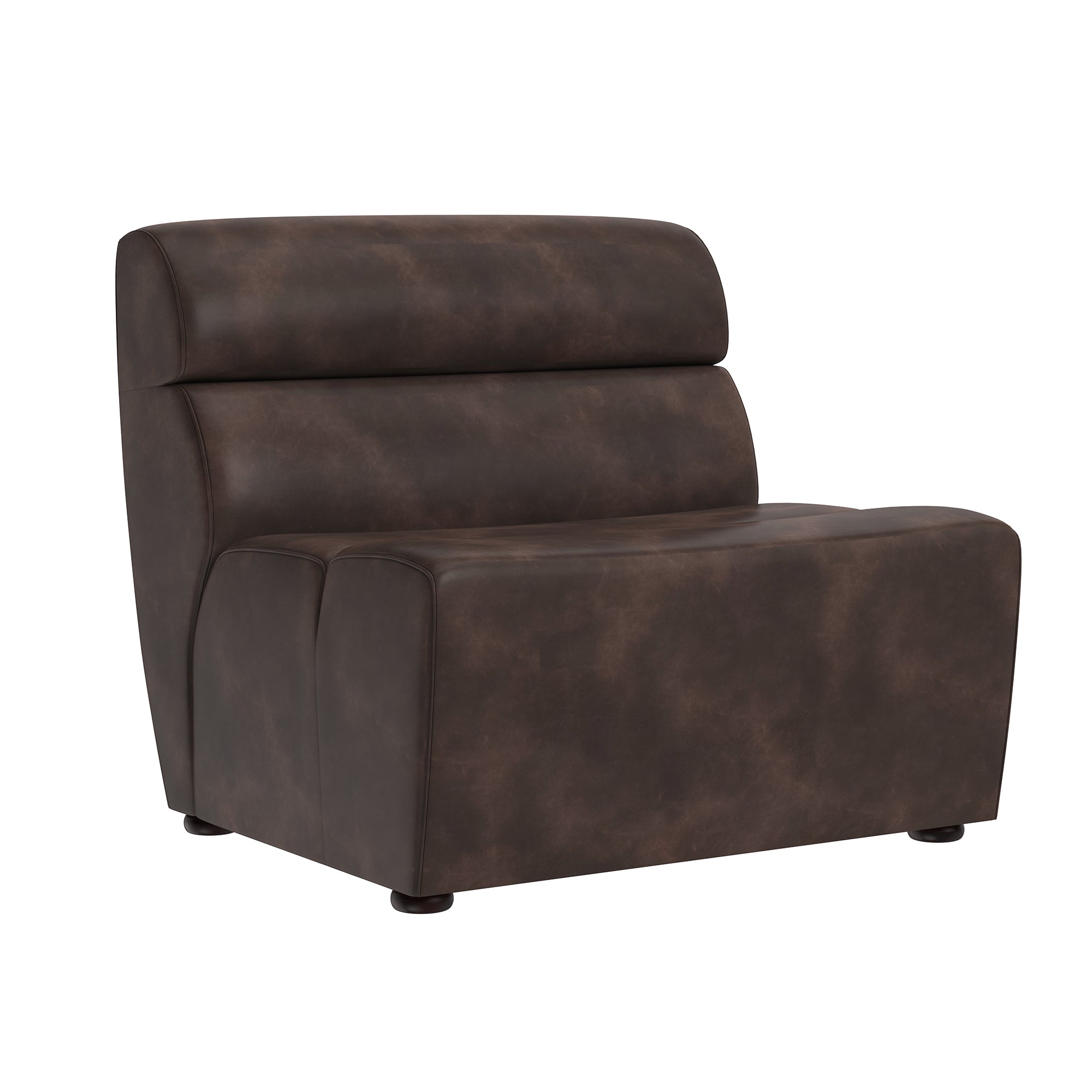 Sunpan Cornell Modular - Armless Chair in Coal Black/Havana Dark Brown/Tobacco Tan