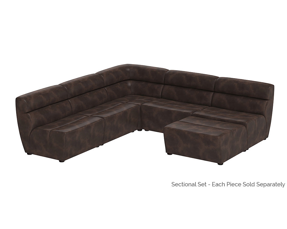 Sunpan Cornell Modular - Armless Chair in Coal Black/Havana Dark Brown/Tobacco Tan
