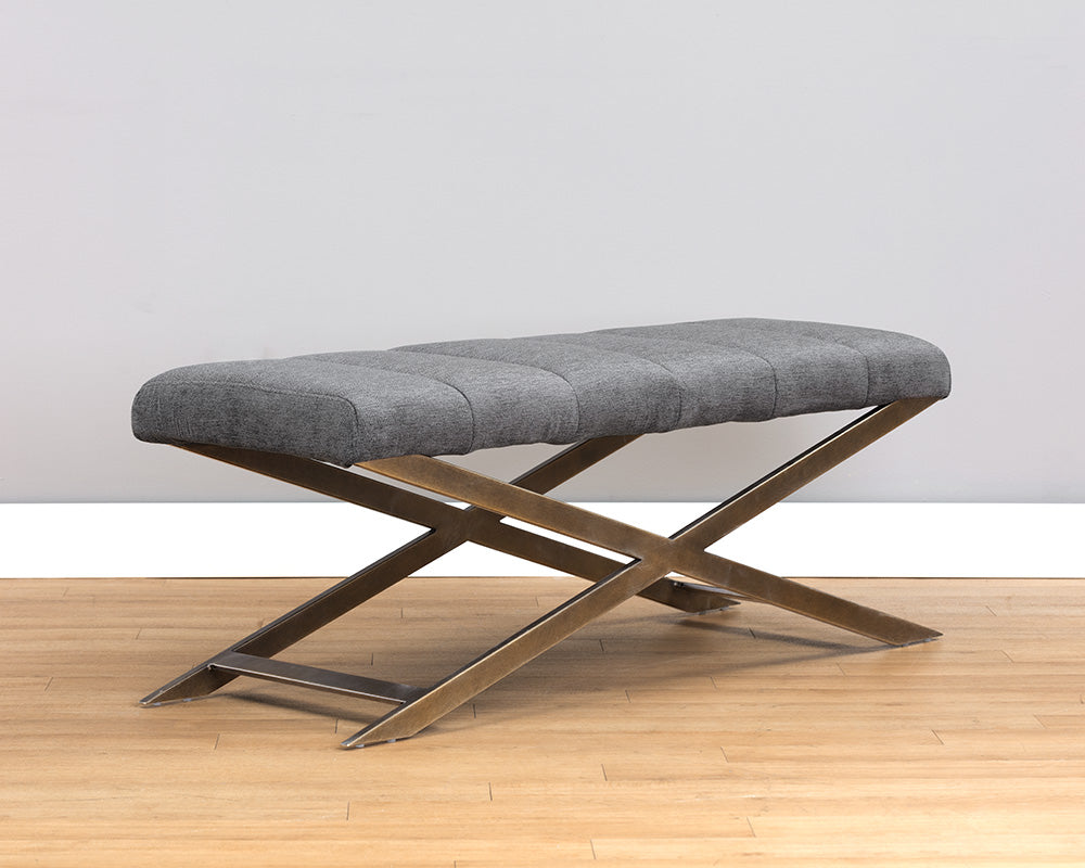 Sunpan Kammi Bench - Bravo Cream / Bravo Metal / Polo Club Kohl Grey / Polo Club Muslin