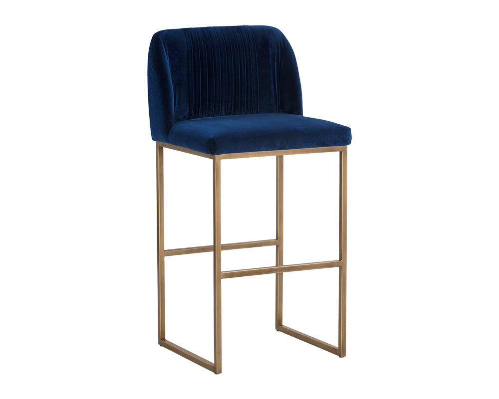 Sunpan Nevin Barstool - Polo Club Muslin/Sapphire Blue/Shadow Grey