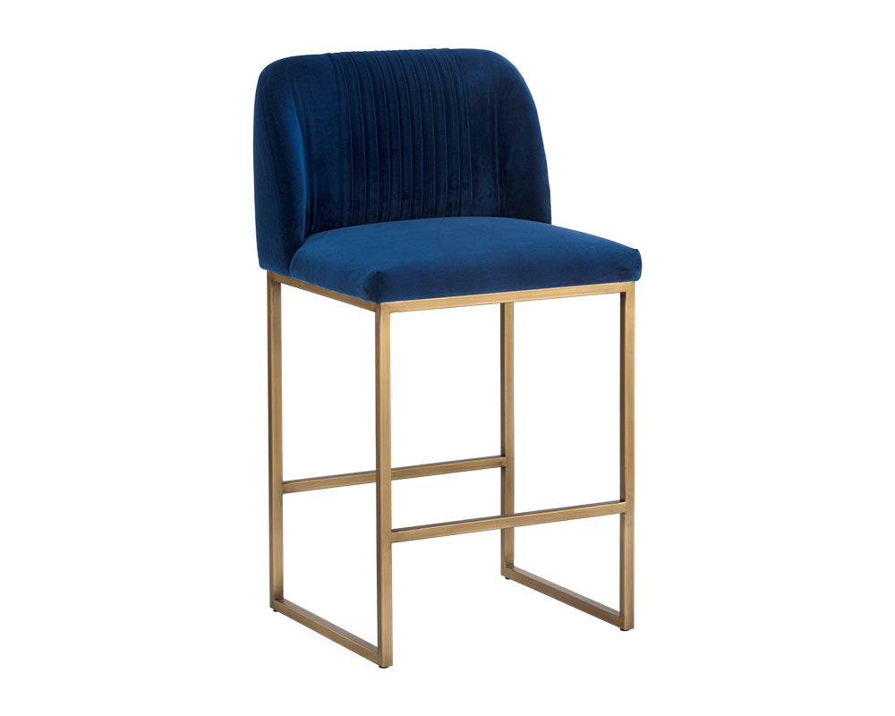 Sunpan Nevin Counter Stool - Polo Club Muslin/Sapphire Blue/Shadow Grey