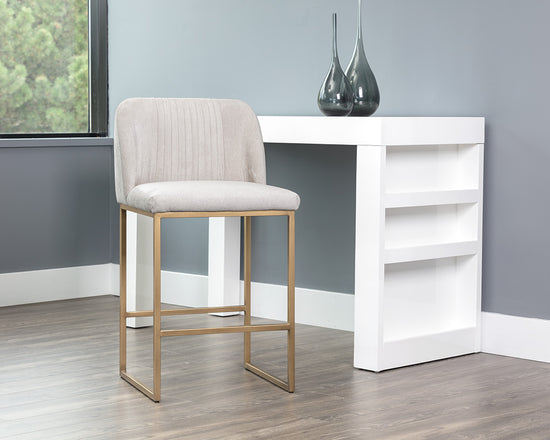 Sunpan Nevin Counter Stool - Polo Club Muslin/Sapphire Blue/Shadow Grey