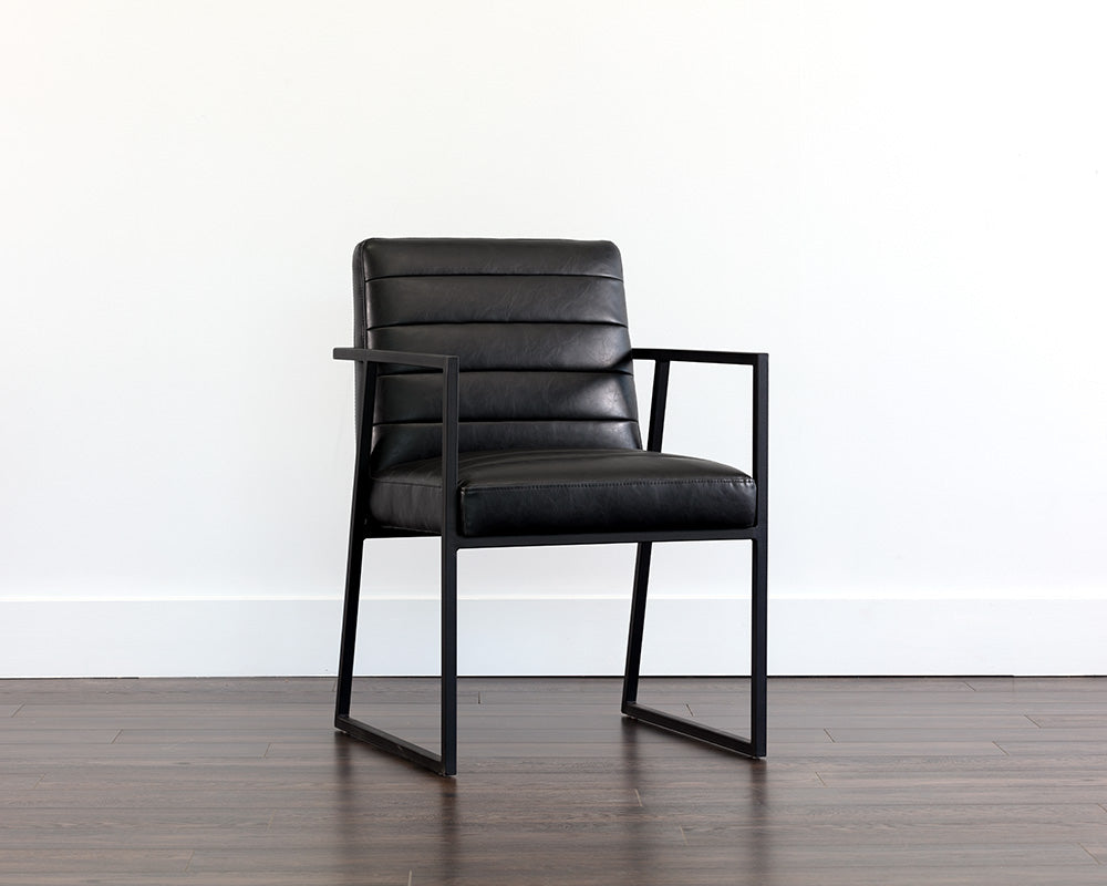 Sunpan Spyros Dining Armchair - Bravo Cream/Coal Black/Overcast Grey
