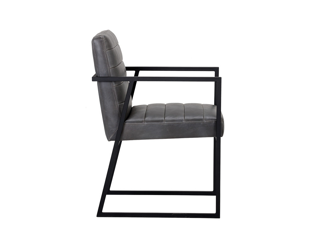 Sunpan Spyros Dining Armchair - Bravo Cream/Coal Black/Overcast Grey
