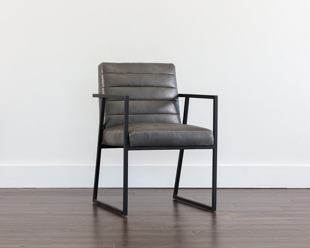 Sunpan Spyros Dining Armchair - Bravo Cream/Coal Black/Overcast Grey