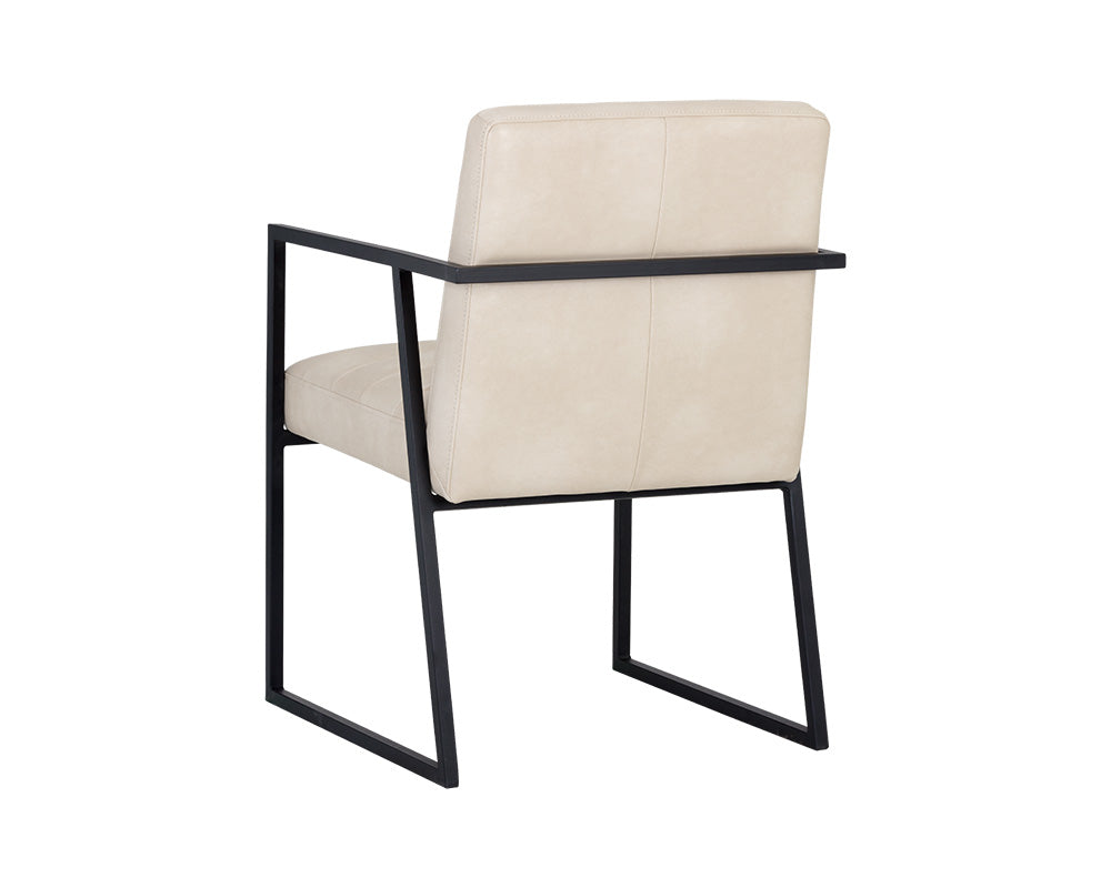 Sunpan Spyros Dining Armchair - Bravo Cream/Coal Black/Overcast Grey