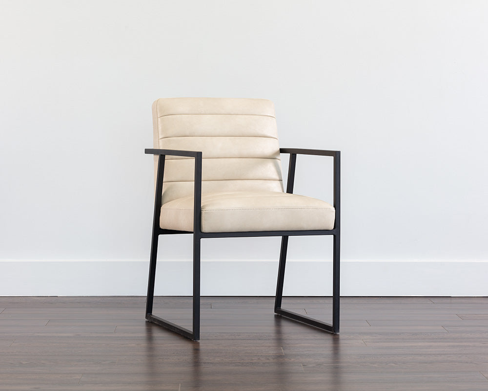 Sunpan Spyros Dining Armchair - Bravo Cream/Coal Black/Overcast Grey