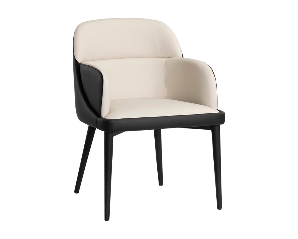 Sunpan Hagan Dining Armchair - Dillon Cream and Dillon Black/Dillon Steel And Dillon Williamsburg