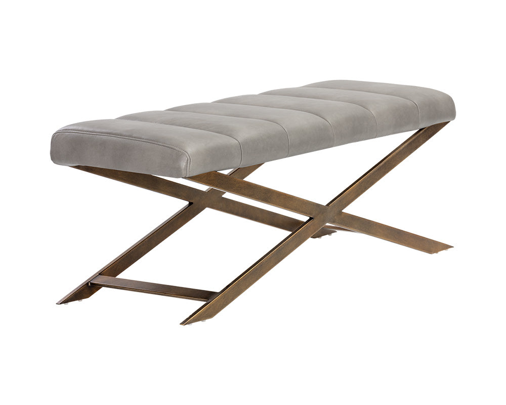 Sunpan Kammi Bench - Bravo Cream / Bravo Metal / Polo Club Kohl Grey / Polo Club Muslin