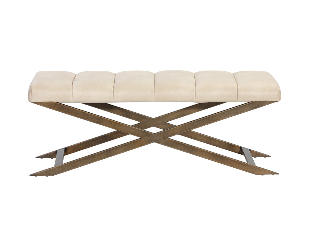 Sunpan Kammi Bench - Bravo Cream / Bravo Metal / Polo Club Kohl Grey / Polo Club Muslin