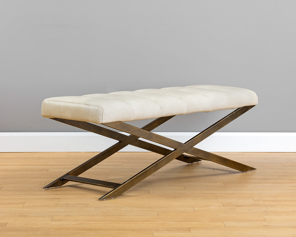 Sunpan Kammi Bench - Bravo Cream / Bravo Metal / Polo Club Kohl Grey / Polo Club Muslin