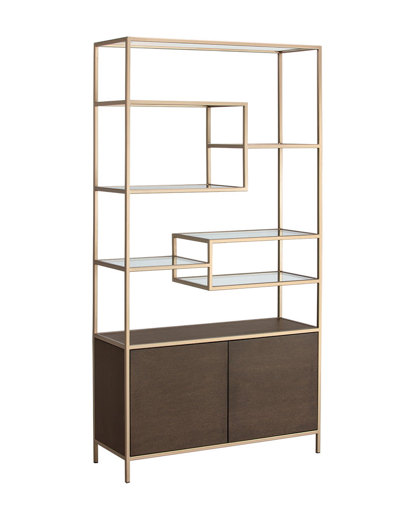 Sunpan Stamos Bookcase In Black And Charcoal Grey/Raw Umber