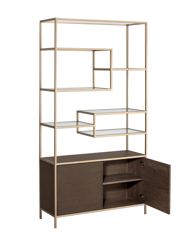 Sunpan Stamos Bookcase In Black And Charcoal Grey/Raw Umber