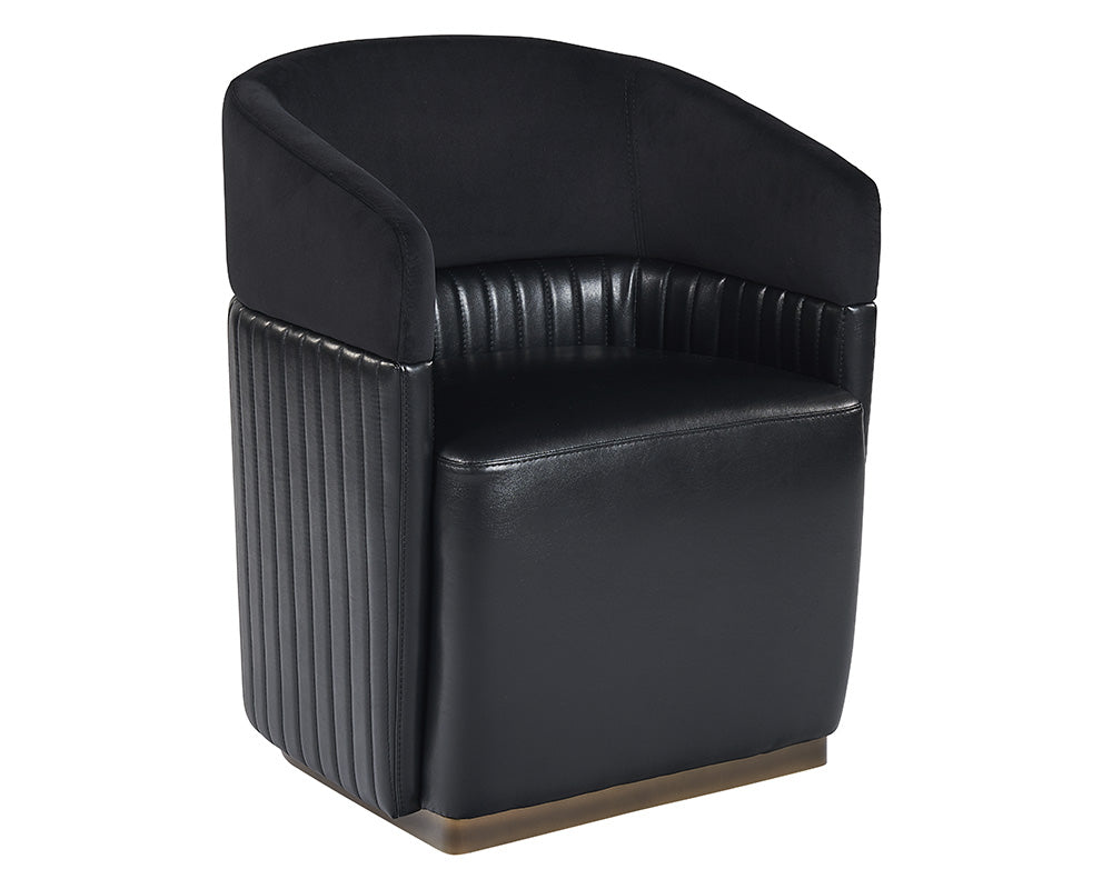 Sunpan Genval Wheeled Lounge Chair - Abbington Black/Cantina Black
