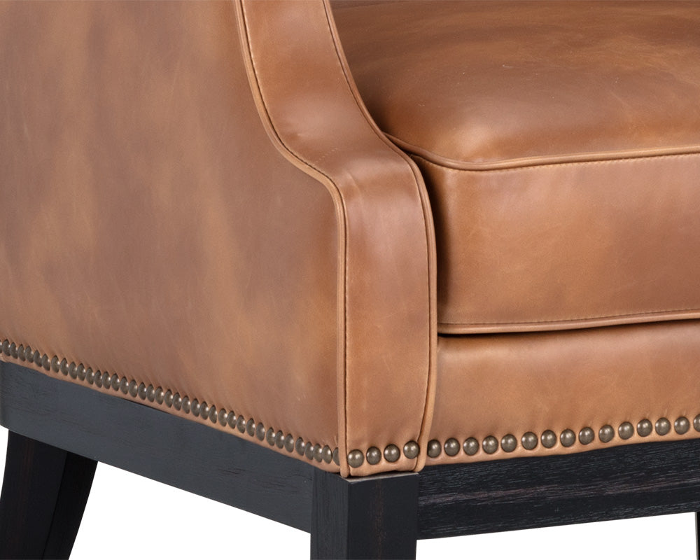 Sunpan Biblioteca Lounge Chair in Coal Black/Tobacco Tan