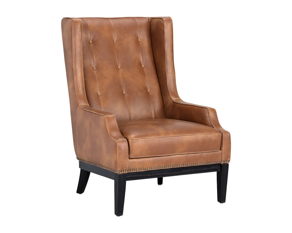 Sunpan Biblioteca Lounge Chair in Coal Black/Tobacco Tan