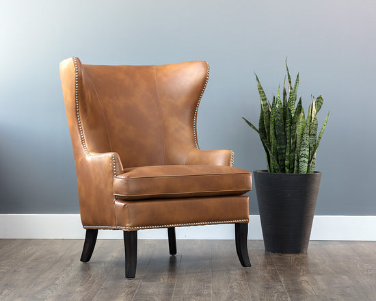Sunpan Royalton Lounge Chair - Castillo Cream/Tobacco Tan/Overcast Grey