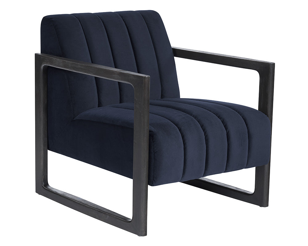Sunpan Joaquin Lounge Chair In Bravo Cream/Metal/Metropolis Blue