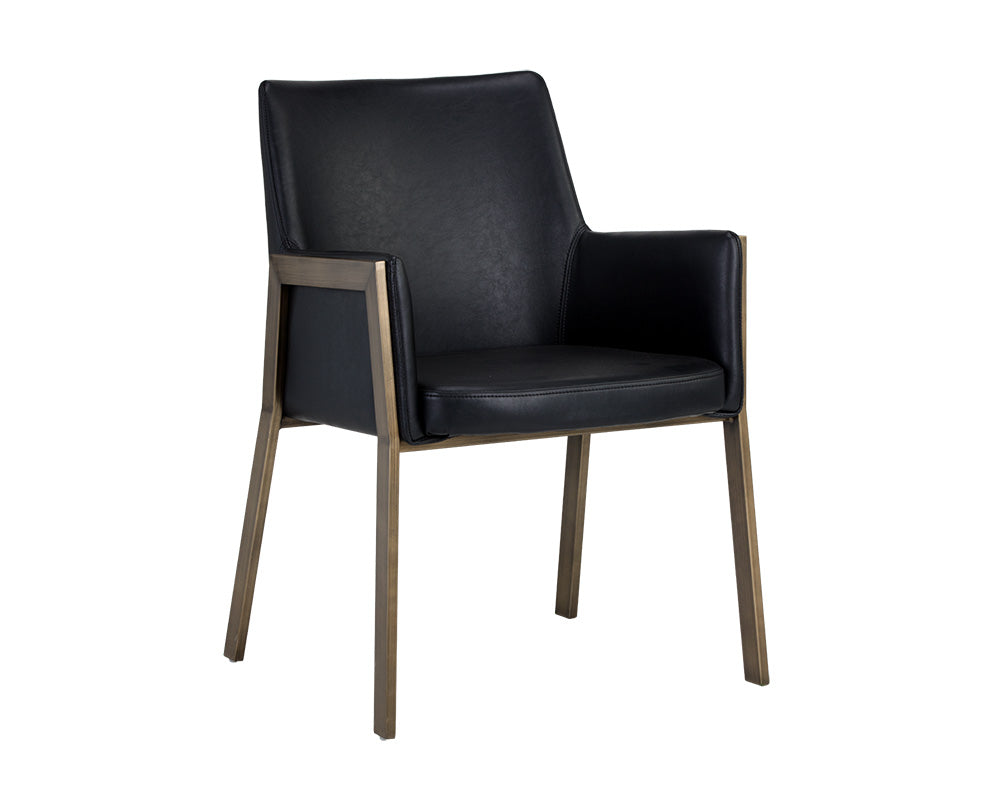 Sunpan Bernadette Dining Armchair - Bravo Admiral/Bravo Black/Bravo Cognac/Kendall Grey