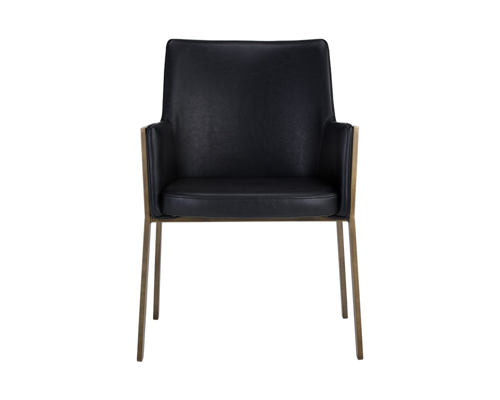 Sunpan Bernadette Dining Armchair - Bravo Admiral/Bravo Black/Bravo Cognac/Kendall Grey
