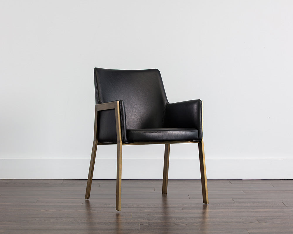 Sunpan Bernadette Dining Armchair - Bravo Admiral/Bravo Black/Bravo Cognac/Kendall Grey