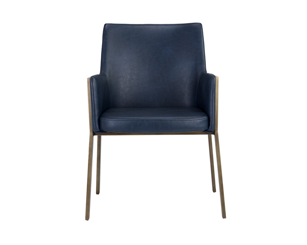 Sunpan Bernadette Dining Armchair - Bravo Admiral/Bravo Black/Bravo Cognac/Kendall Grey