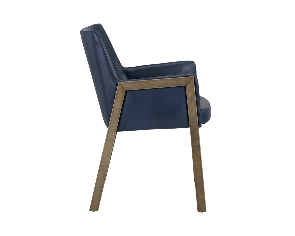 Sunpan Bernadette Dining Armchair - Bravo Admiral/Bravo Black/Bravo Cognac/Kendall Grey