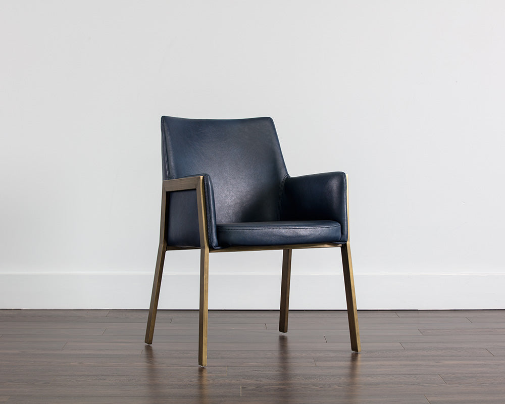 Sunpan Bernadette Dining Armchair - Bravo Admiral/Bravo Black/Bravo Cognac/Kendall Grey