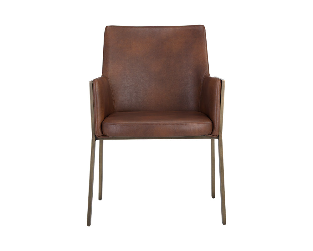 Sunpan Bernadette Dining Armchair - Bravo Admiral/Bravo Black/Bravo Cognac/Kendall Grey