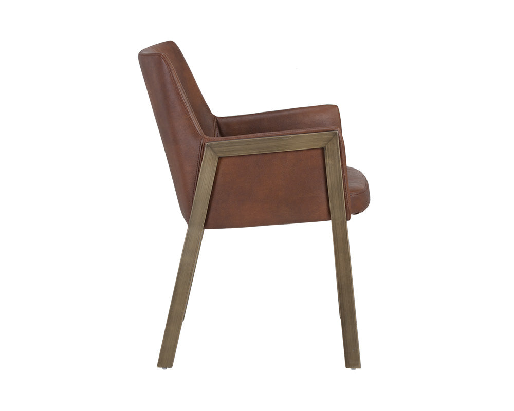 Sunpan Bernadette Dining Armchair - Bravo Admiral/Bravo Black/Bravo Cognac/Kendall Grey