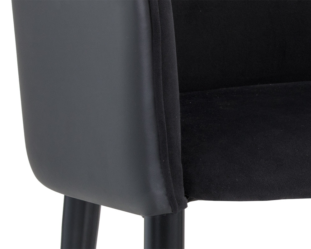 Sunpan Asher Dining Armchair - Abbington Black and Napa Black/Flint Grey and Napa Taupe/Sparrow Grey and Napa Black