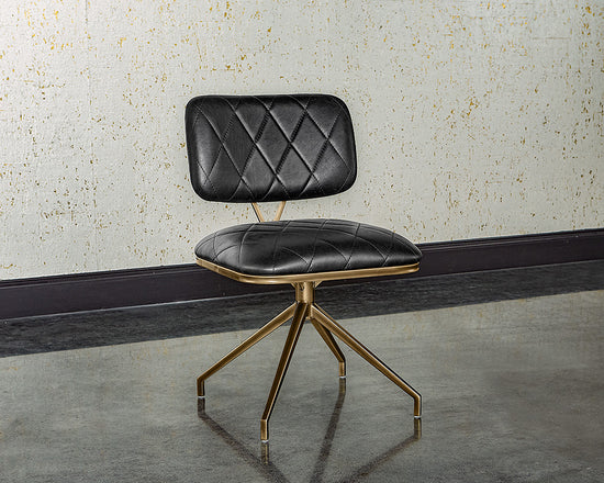 Sunpan Virtu Swivel Dining Chair - Bravo Black/Cognac/Cream